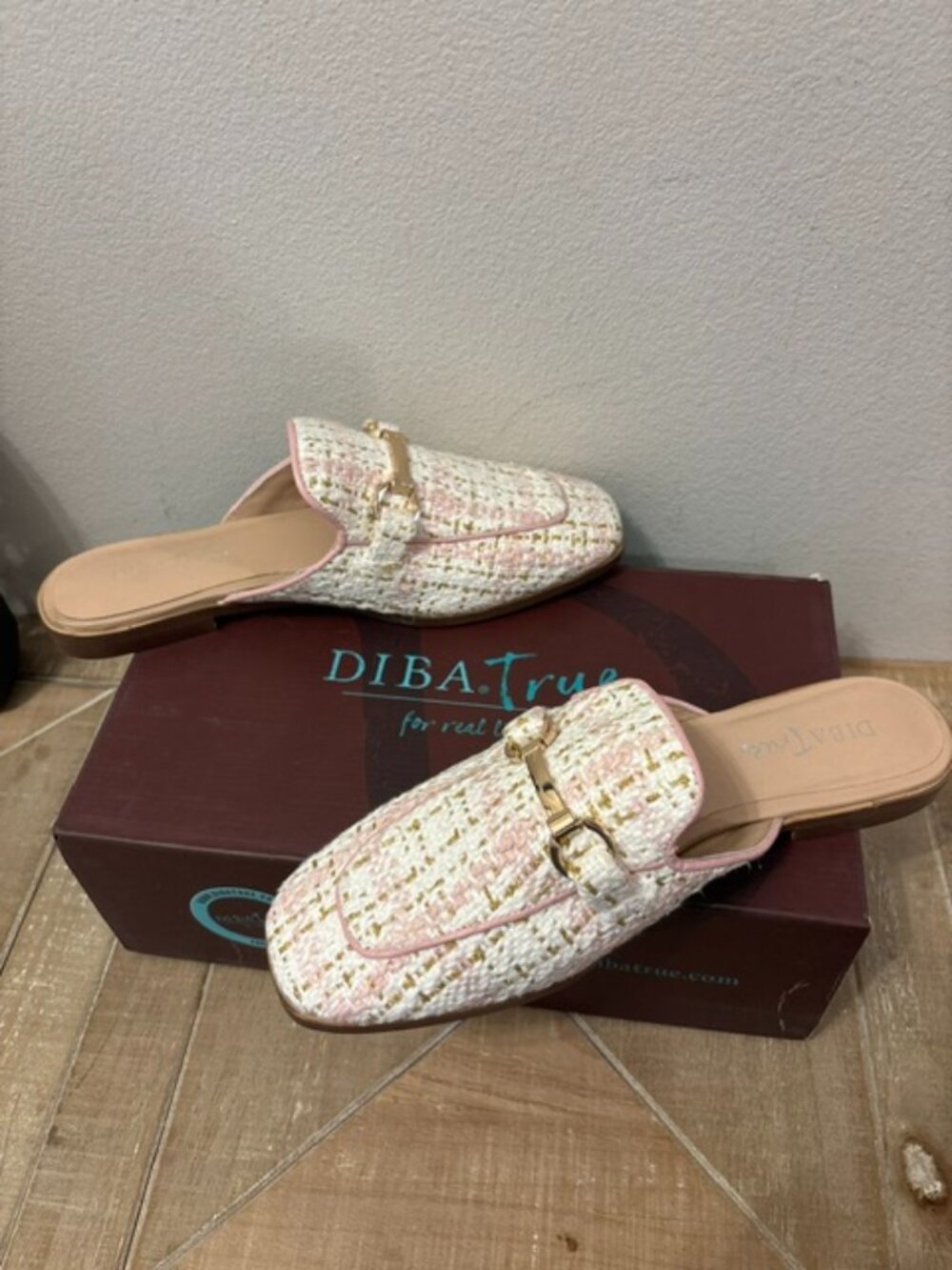 NEW Diba True Callen For U Tweed Mule Flats Pink White Sizes: 8-10